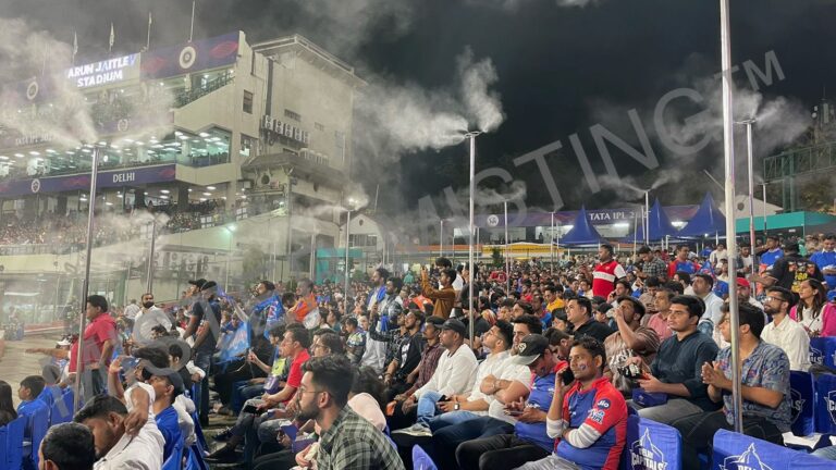Stadium cooling with high-pressure misting system.